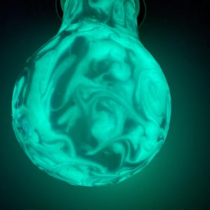 Hand Painted Stained Glass Light Bulb: Swirl Pattern, Glow in the Dark.
