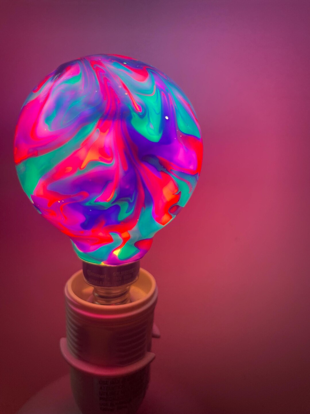 Hand Painted Little Swirl Light Bulb. Candelabra Base Globe Bulb ...