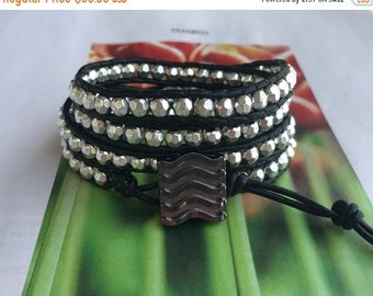 SALE 40% OFF Napa Silver Pewter Beaded Natural Bracelet