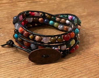 40% OFF Justhipstuff Leather Beaded Bracelet
