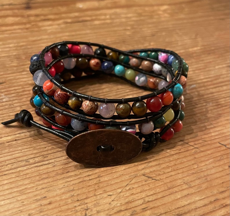 40% OFF Justhipstuff Leather Beaded Bracelet image 1