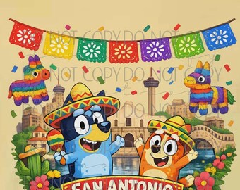 Kids Bluey Fiesta T-Shirt, San Antonio Celebration Tee