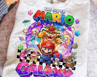 Super Mario galaxy tshirt , Mario galaxy short sleeve 100% cotton tee