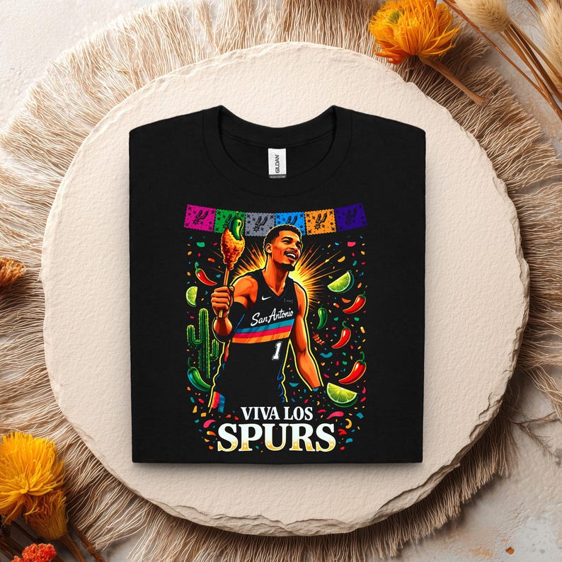 Wemby NEW chicken on a stick fiesta Spurs T-Shirt, Retro Fiesta Basketball Tee bild 1