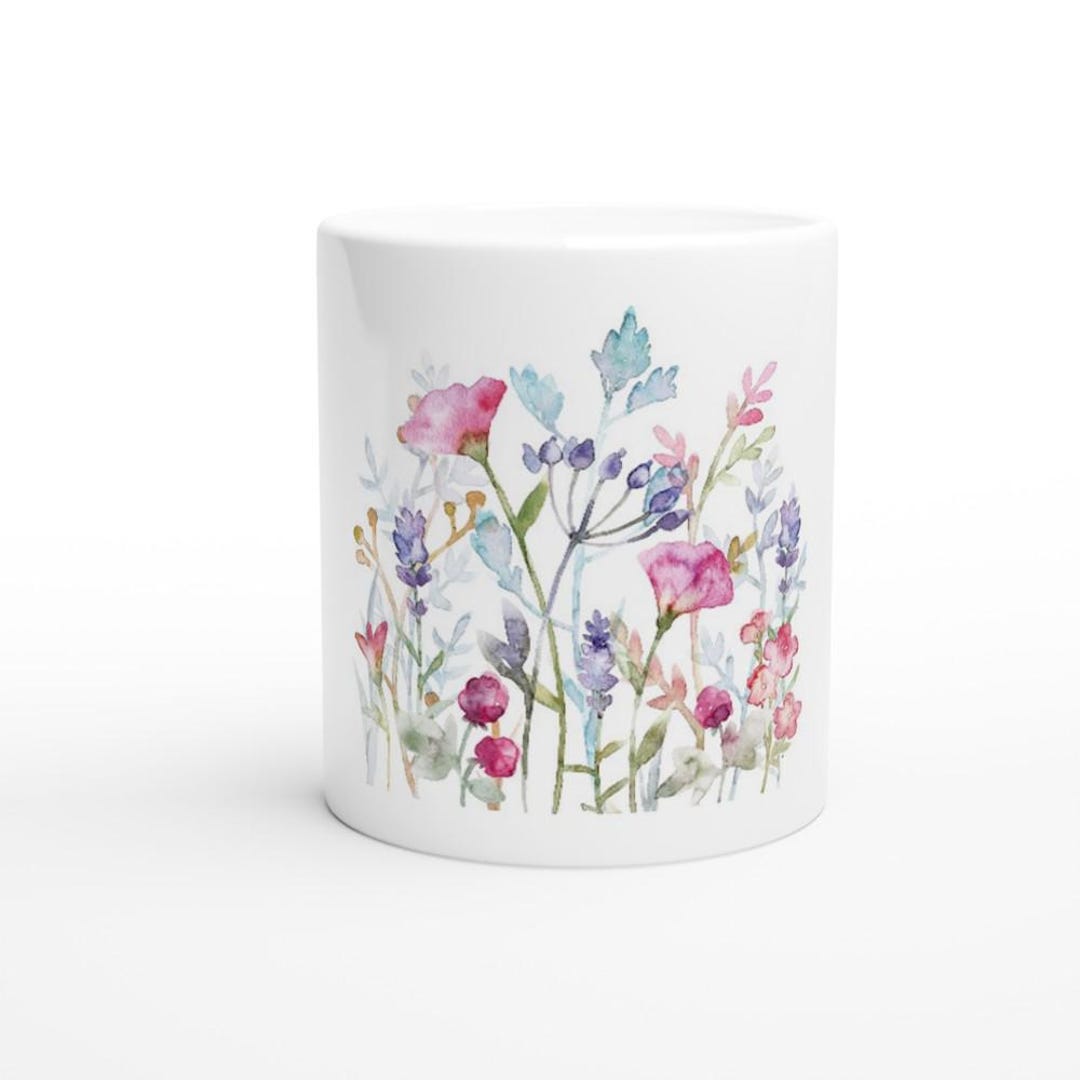 Boho Wildflowers Cottagecore Coffee Mug, Pressed Flowers Mug, Pastel ...