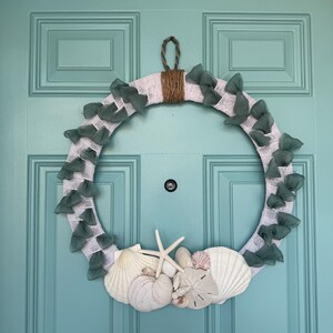 White and Teal Coastal Wreath