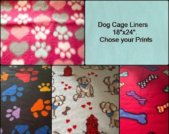 Small Dog Crate Liner with Absorbent Middle Layer, Size 18in x 24 in, Choose your prints, Made to order