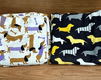 Sets of Dachshund Flannel Standard/Queen Bed Pillowcase Pairs, Choose your Print, Ready to ship