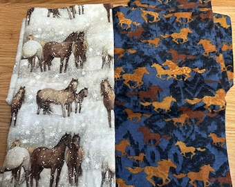 Pillowcase Sets With Horses Flannel Standard/Queen Size, Ready to Ship, Choose Your Print
