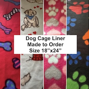 Small Dog Crate Liner with Absorbent Middle Layer, Size 18in x 24 in, Choose your prints, Made to order