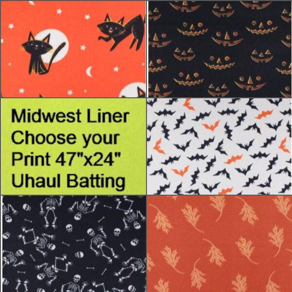 Halloween Fall Prints 2, Guinea Pig Liners, Midwest size 24x47 in, Uhaul Batting, Made to Order