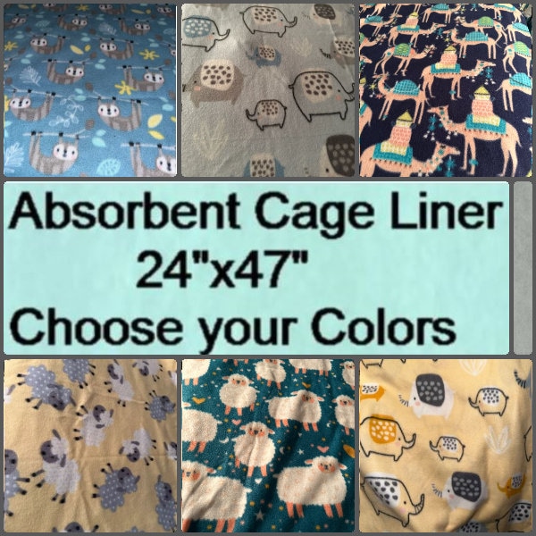 Midwest Cage Liner Pad, 24x47,  Made to order, Choose your Colors, Elephants, Sheep, Camel, Sloth