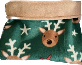 Christmas Reindeer print cuddle sack for Guinea Pig, ready to ship