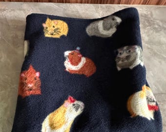 Guinea Pig Navy Print Fleece Cuddle Sack, ready to ship