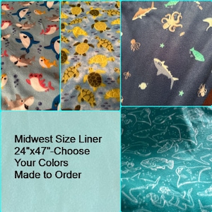 Midwest Cage Liner Pad, 24x47, Sea Life Prints, Made to order, Choose your Prints image 1
