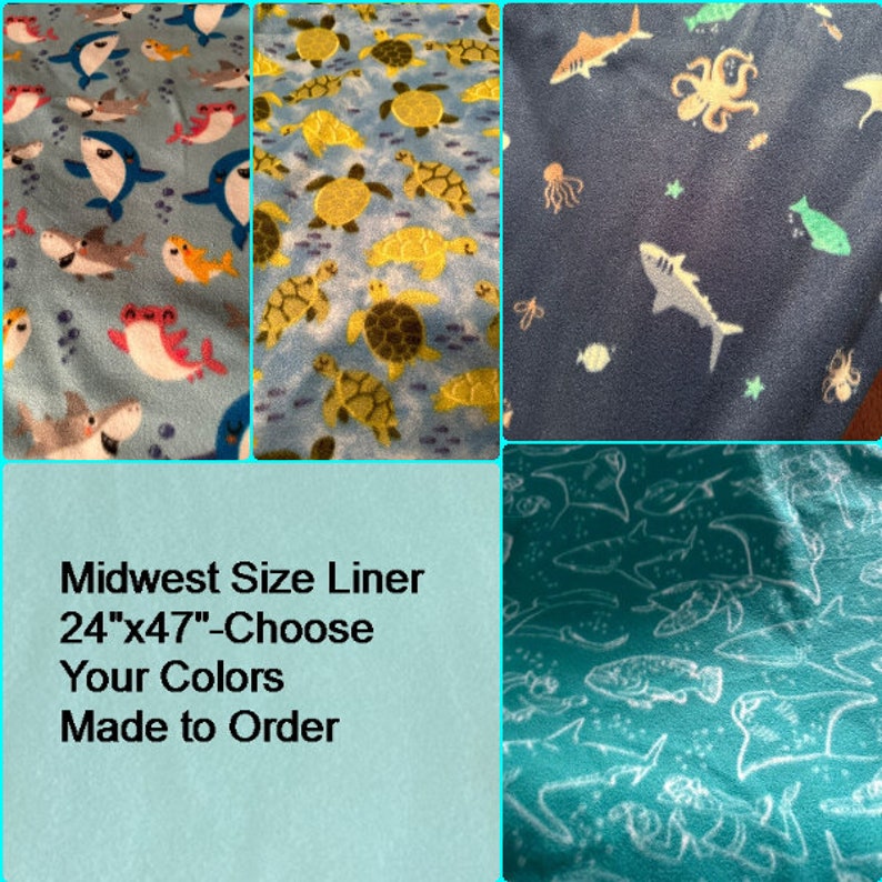 Midwest Cage Liner Pad, 24x47, Sea Life Prints, Made to order, Choose your Prints image 1