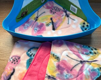 Corner Litter Pee Pads, Set of 4, Ready to ship, Eco Friendly, Butterfly Fleece