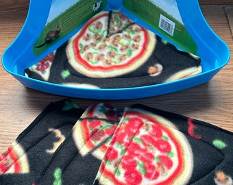 Corner Litter Pee Pads, Set of 4, Ready to ship, Eco Friendly, Pizza Print