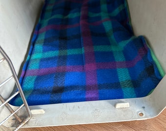 Small Crate Liner, Blue Plaid, Travel Mat for Carrier, Ready to Ship