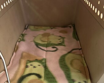 Cat Small Crate Liner Pad, Travel Mat, Ready to Ship, Avocado Cats Print