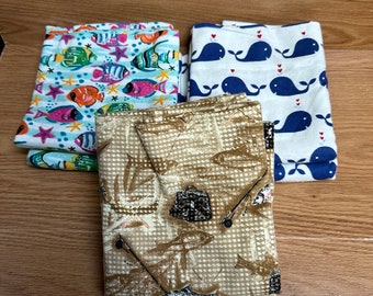 Fisherman Pillowcases Sets Flannel Standard/Queen Size, Ready to Ship, Choose Your Print
