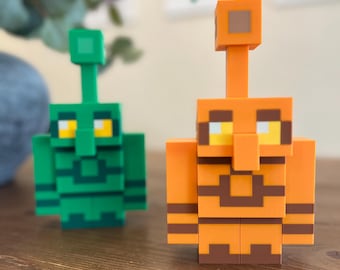 3D Pixel Art Golem Statue