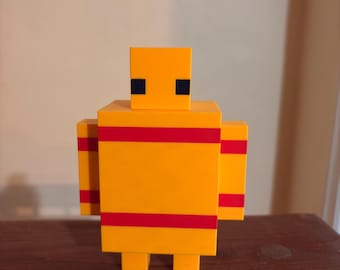 3D Pixel Art Straw Golem Statue