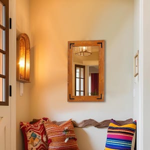 Rustic Wood Framed Wall Mirror: Farmhouse Decor (24x36 inches)