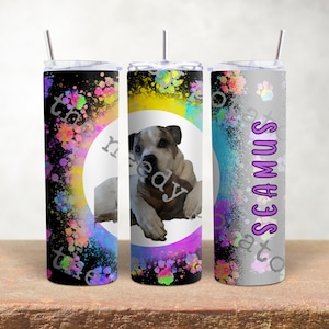 Show Off Your Pet! Custom Photo Tumbler with Colorful Design