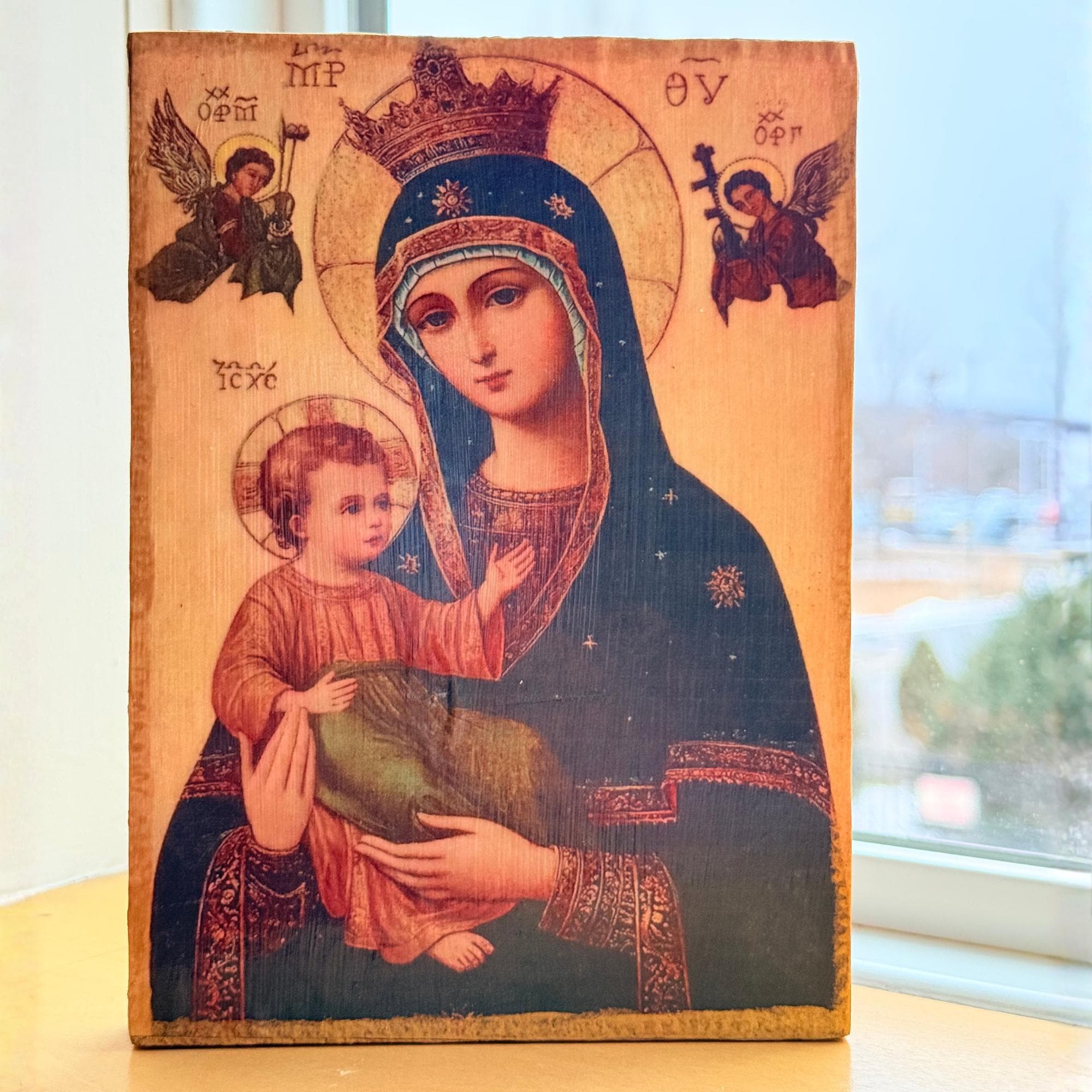Handmade Our Lady of Perpetual Help Wood Icon, Byzantine Catholic Art ...