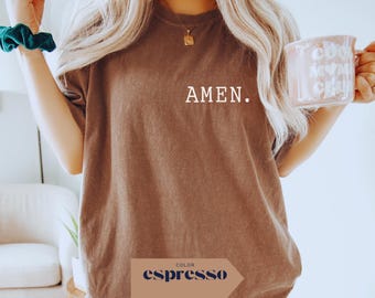 Amen Jesus Comfort Colors Tee: Minimalist Christian Shirt