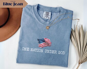 One Nation Under God Christian T-Shirt, USA Fourth of July Comfort Colors Shirt, Patriotic American Flag Tee America 250th Anniversary
