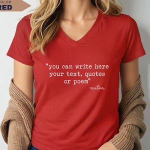 Personalized V-Neck Shirt: Custom Text Tee for Gift (100% Cotton) image 17