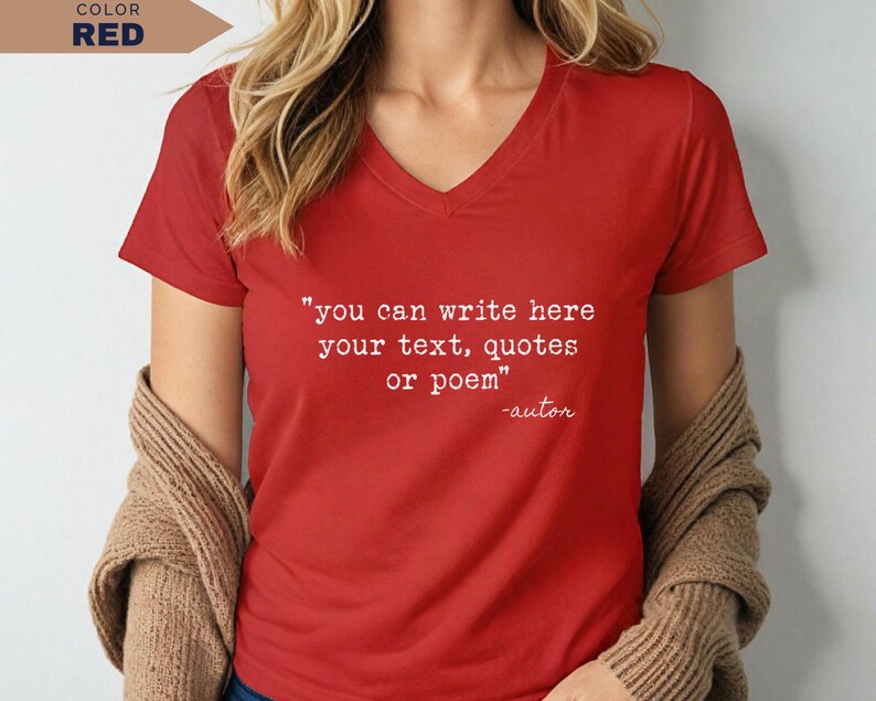 Personalized V-Neck Shirt: Custom Text Tee for Gift (100% Cotton) image 17
