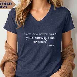 Personalized V-Neck Shirt: Custom Text Tee for Gift (100% Cotton) image 7