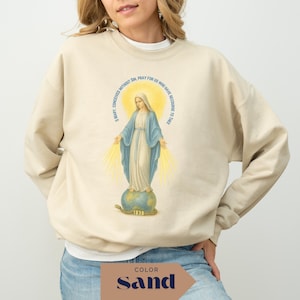 Marian Catholic Sweatshirt Miraculous Medal Sweatshirt Virgin Mary sweatshirt Catholic Gifts For Women,Holiday Gifts Idea, Catholic Sweater