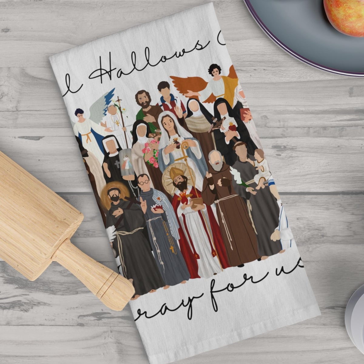 Catholic Saints Tea Towel: All Hallows Day Christian Home Decor - Etsy