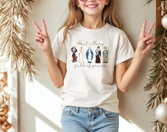 Hail Mary Kids T-Shirt: Catholic Marian Apparitions, Bella Canvas