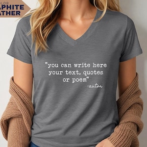 Personalized V-Neck Shirt: Custom Text Tee for Gift (100% Cotton) image 15