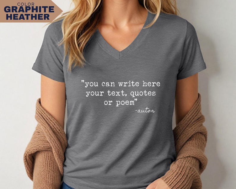 Personalized V-Neck Shirt: Custom Text Tee for Gift (100% Cotton) image 15
