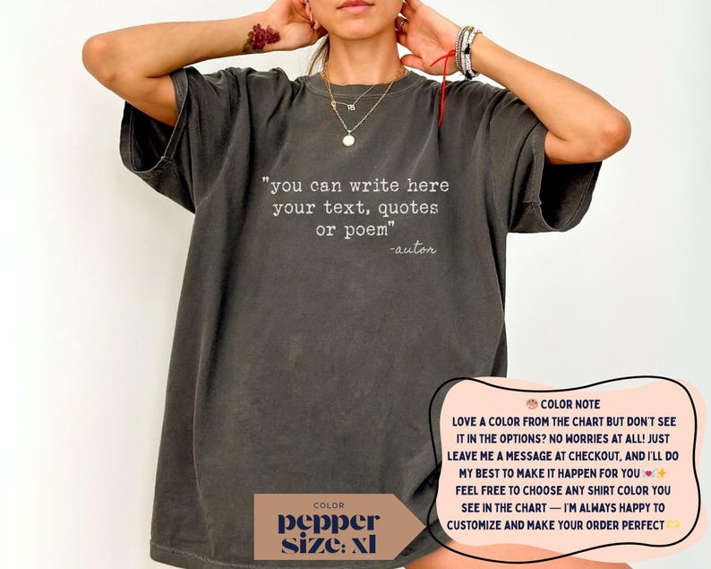 Comfort Colors Custom Text T-Shirt: Personalized Quote Short Sleeve Tee Bild 11