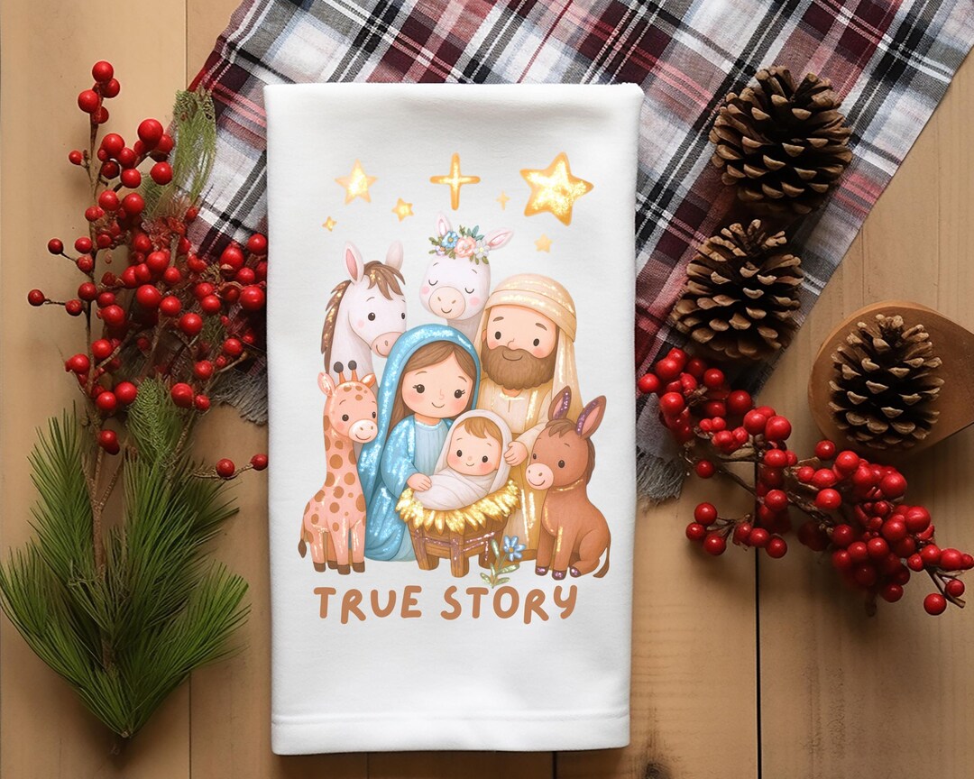 Nativity Scene Tea Towel, Christian Christmas Kitchen Decor - Etsy