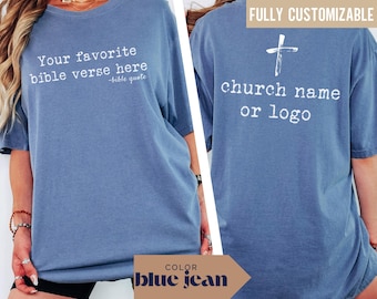 Custom Comfort Colors Christian T-Shirt: Bible Verse, Church Logo