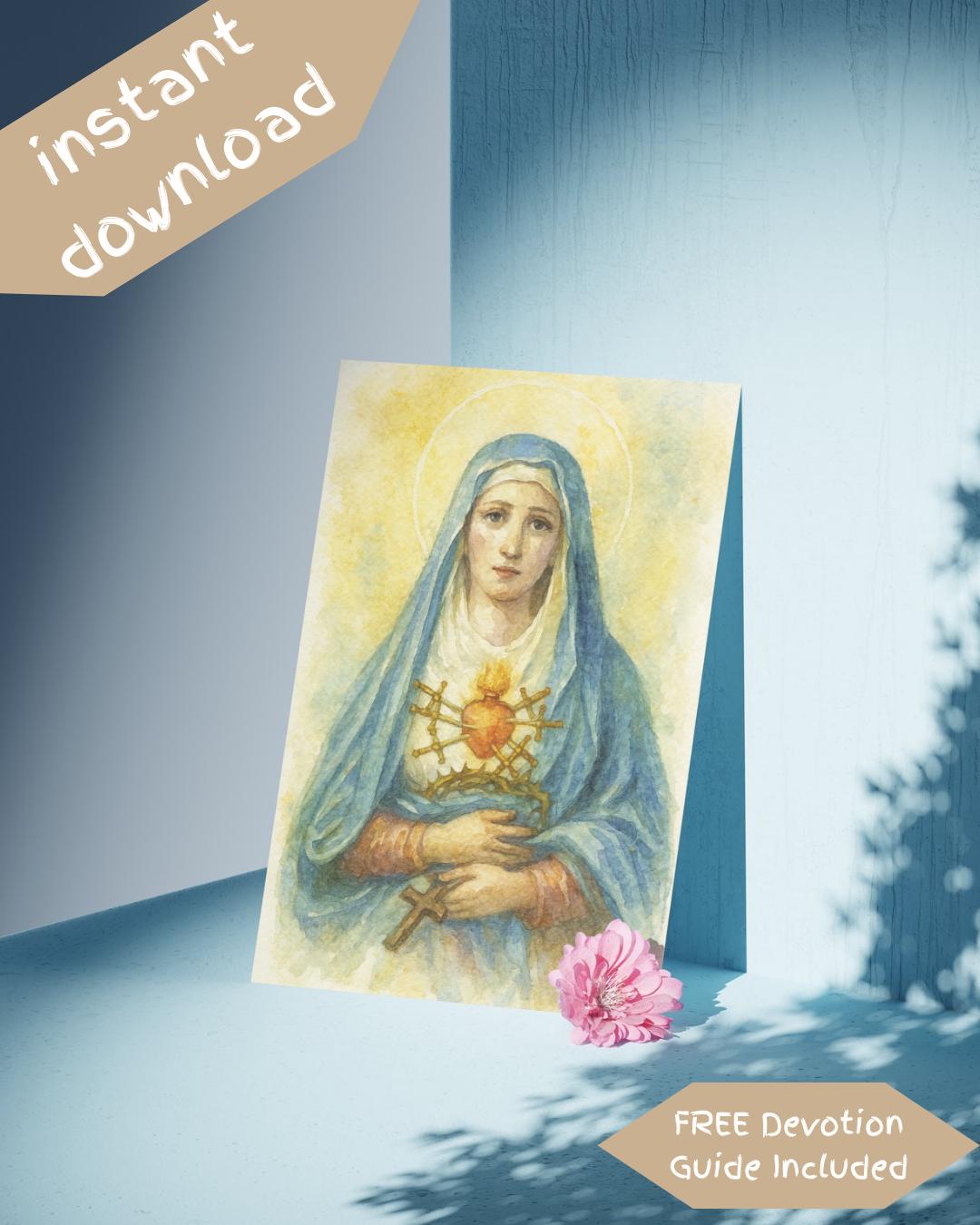 Our Lady of Sorrows Watercolor Print: Catholic Wall Art (digital ...