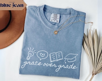 Grace Over Grades Homeschool Mom Shirt - Comfort Colors Christian Tee