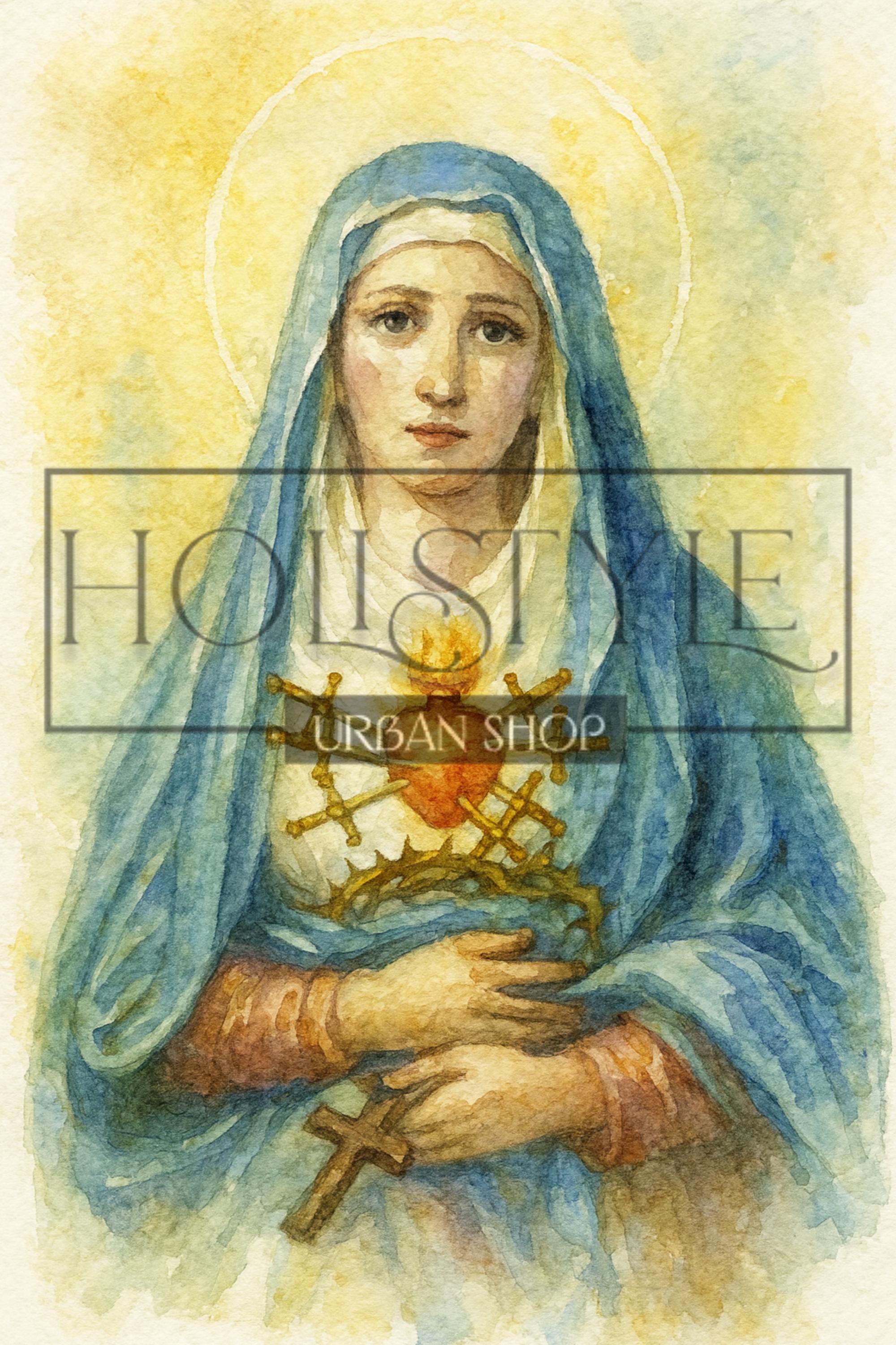 Our Lady of Sorrows Watercolor Print: Catholic Wall Art (digital ...