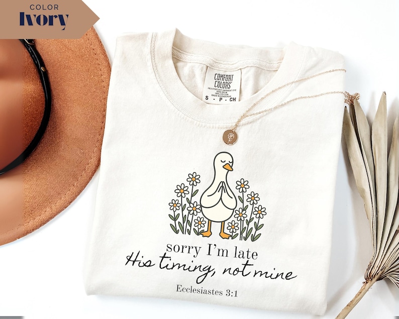 Funny Goose T-Shirt: Sorry I'm Late, Christian Humor Comfort Colors Tee afbeelding 11