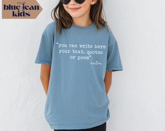 Comfort Colors Custom Text Youth Shirt: Personalized Quote Short Sleeve Tee for Kids