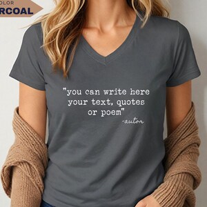 Personalized V-Neck Shirt: Custom Text Tee for Gift (100% Cotton) image 14