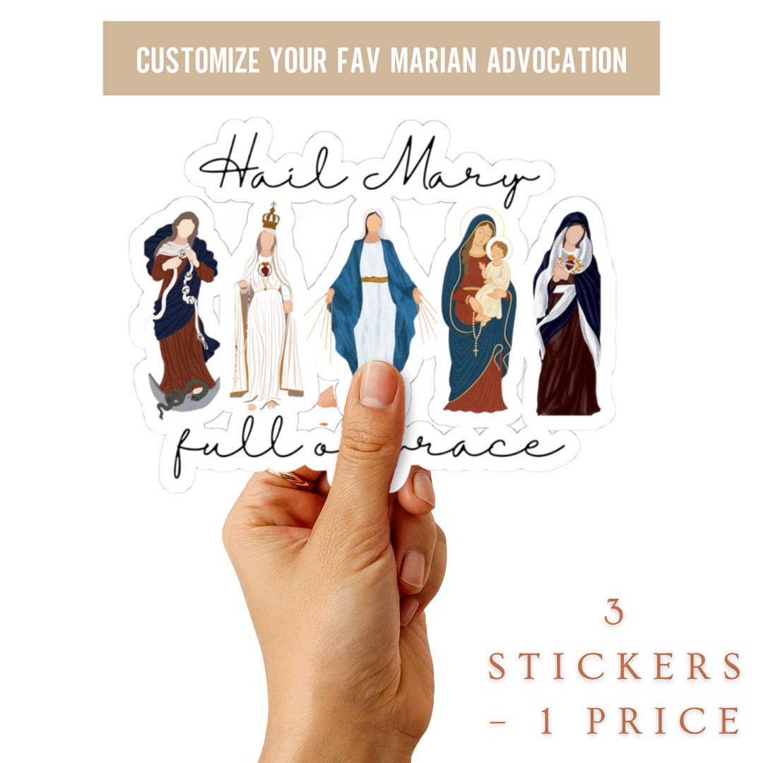 Devotion Sticker Virgin Mary Sticker Bundle: Catholic Marian Devotion, Waterproof Decals ...
